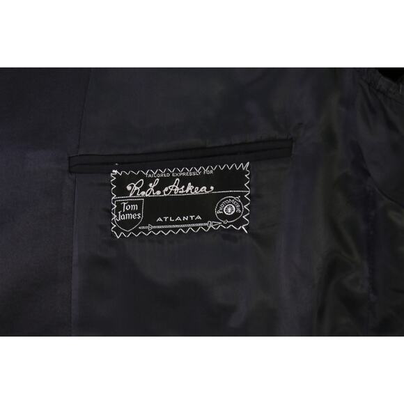 Tom James Vintage 70s Black Peak Lapel Tuxedo Blazer Jacket Wedding Custom 46R - Picture 7 of 8